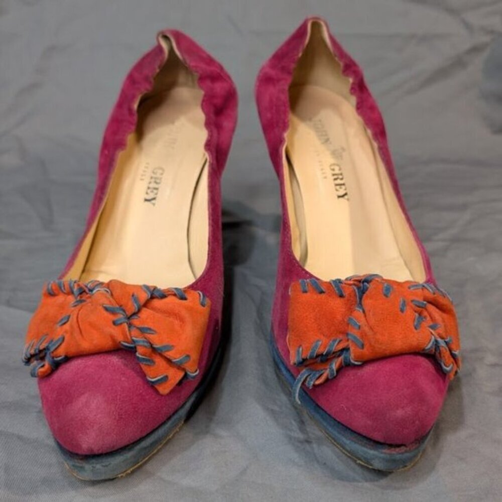 John Grey Multi Color Bow Suede Pumps Women Size 41